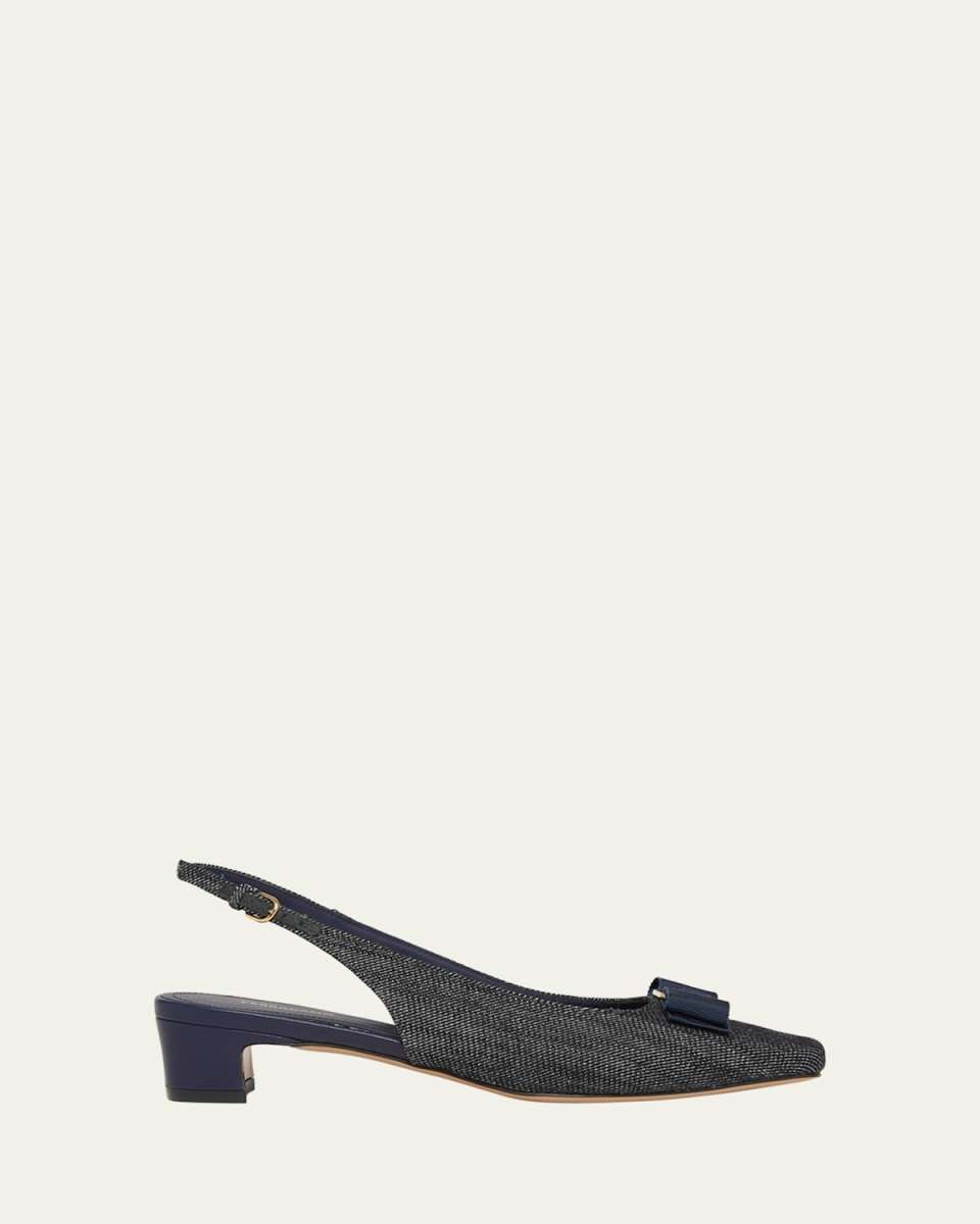 Rivada Denim Bow Slingback Pumps